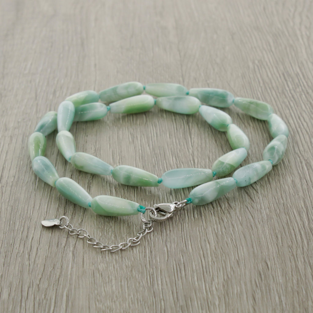 Бусы из ангелита в форме капли 6х17мм, длина 46см