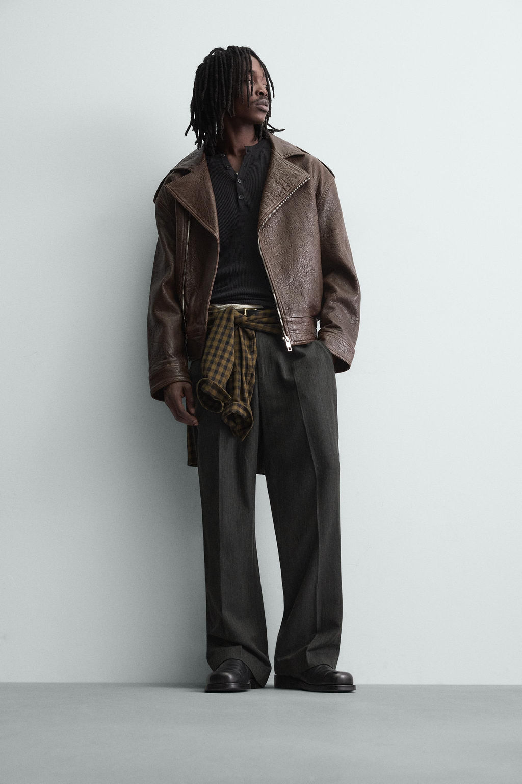 OVERSIZE LEATHER BIKER JACKET - Zara фото 6