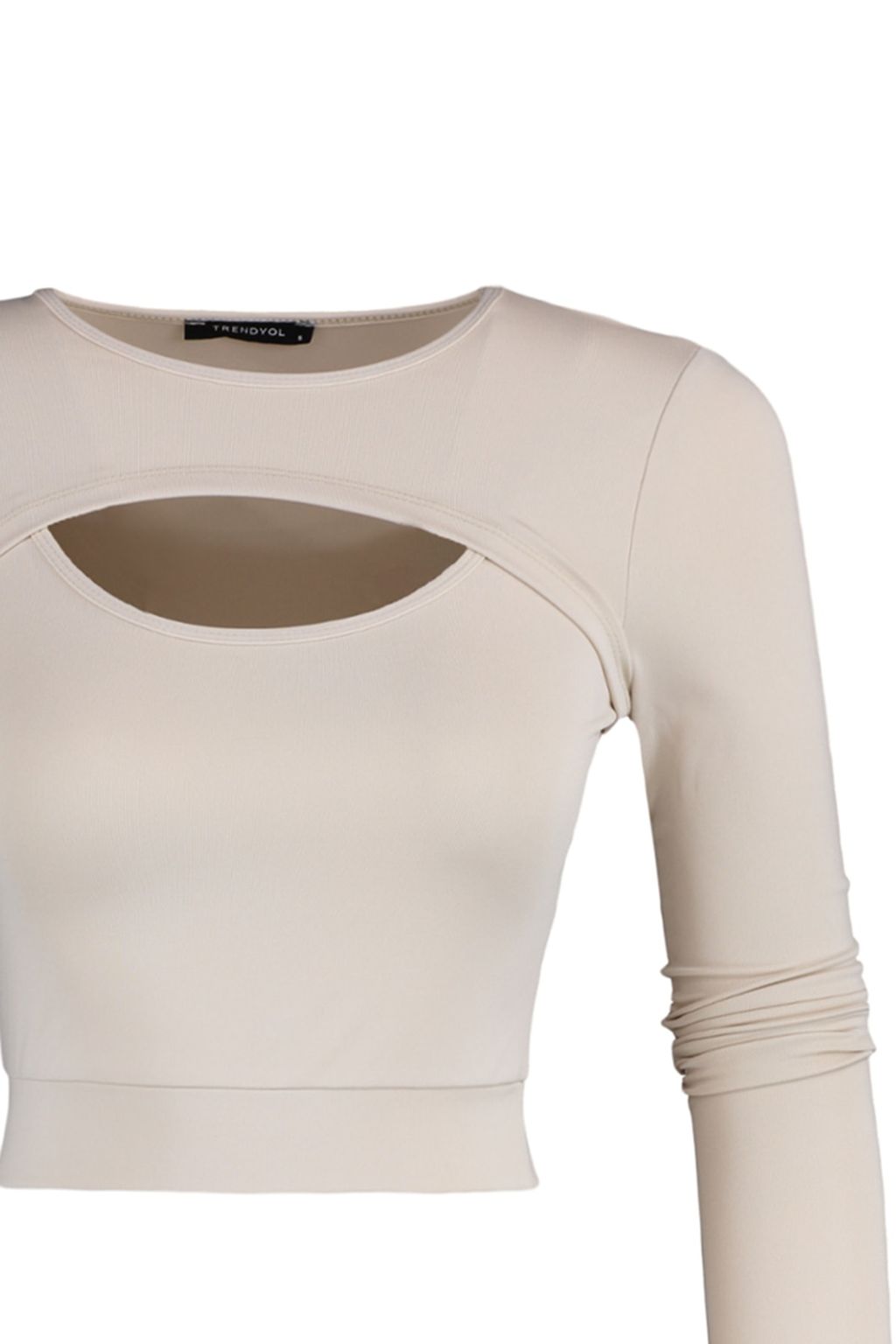 Trendyolmilla Tas Crop Pencere/Cut Out ve Bas Parmak Delik Detayl? Orme Spor Ust/Bluz TWOAW22BZ0481  фото 14