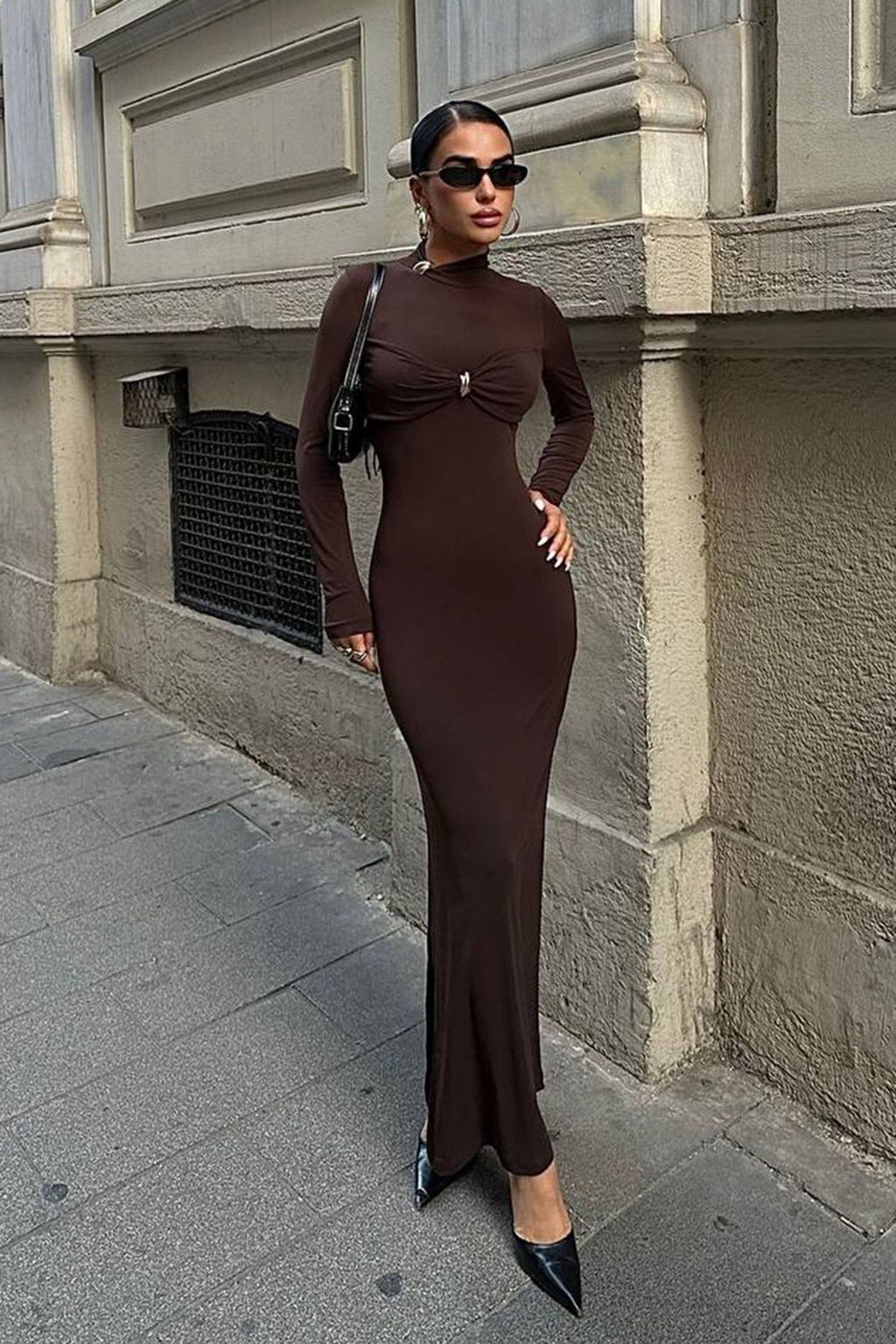 TRENDYOLMILLA Kahverengi Vucuda Oturan Aksesuarl? Orme Elbise TPRAW25EL00166 фото 6