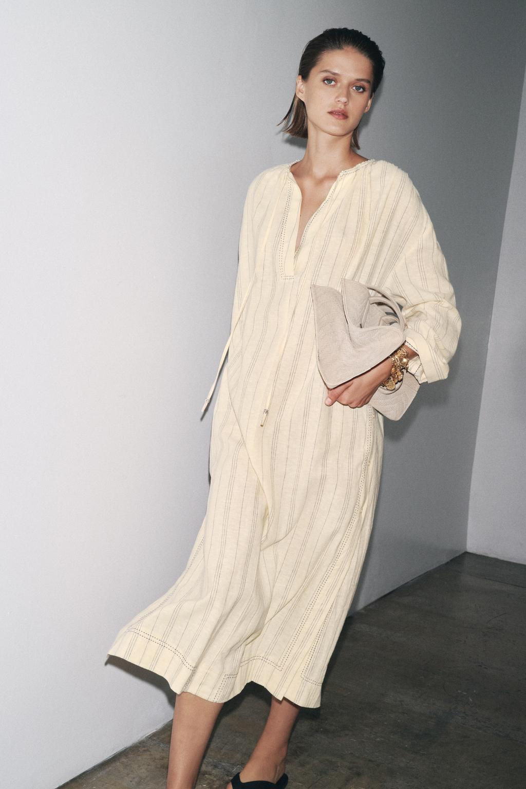 STRIPED LINEN BLEND TUNIC DRESS ZW COLLECTION - Zara фото 2