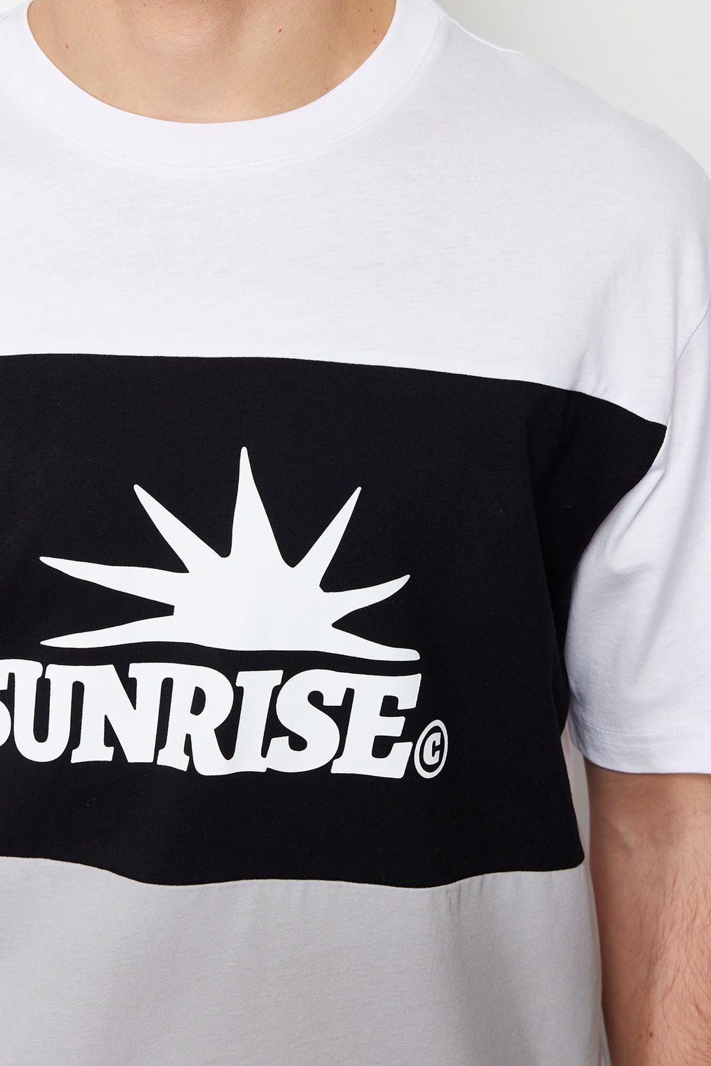 Siyah Oversize/Genis Kesim Yaz? Bask?l? Renk Bloklu %100 Pamuklu K?sa Kol T-Shirt TMNSS24TS00129 - Trendyolmilla фото 4