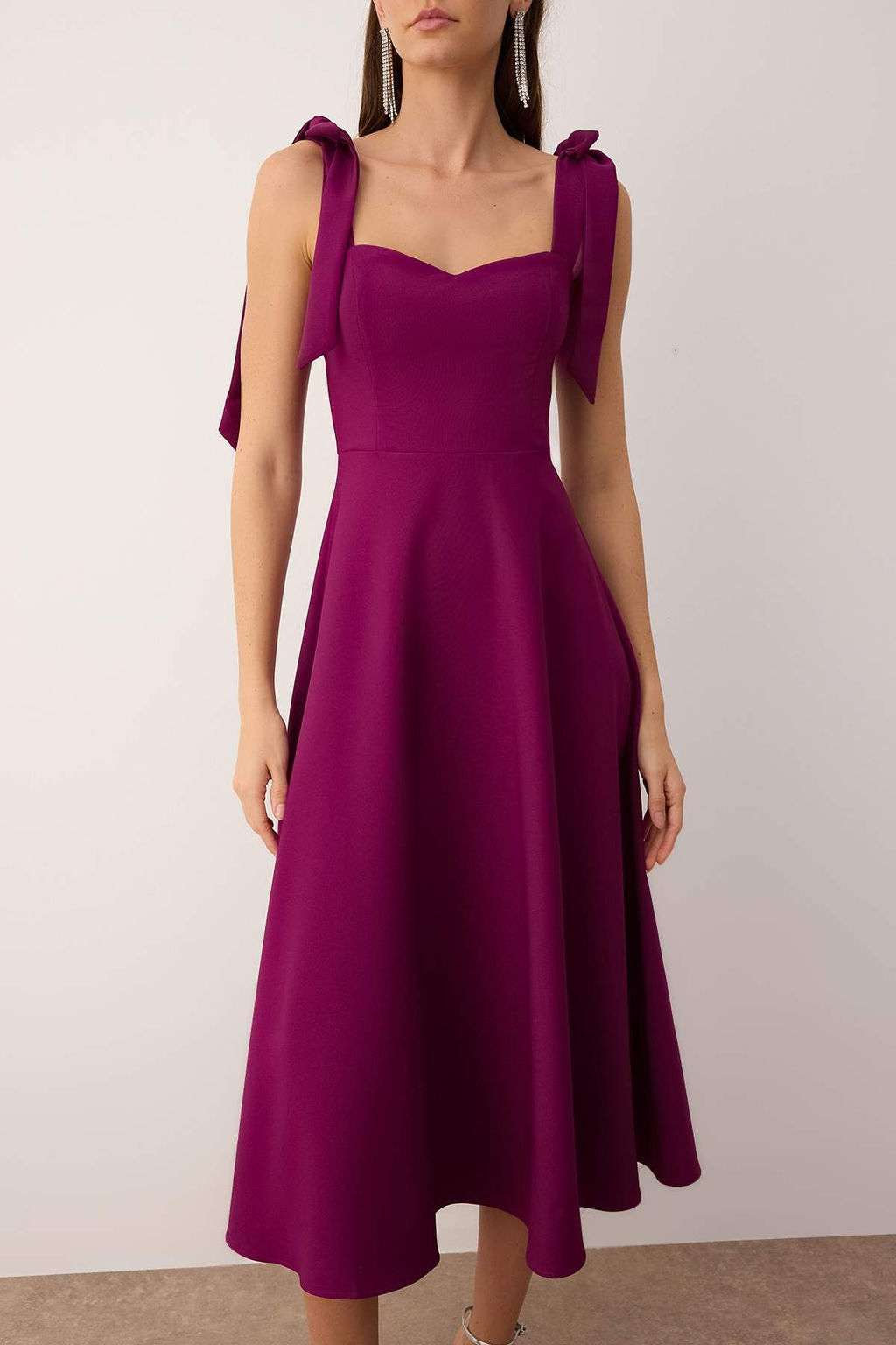 Murdum A-Kesim Ask? Baglama Detayl? Dokuma Midi S?k Abiye Gece Mezuniyet Elbisesi TPRSS24EL00251