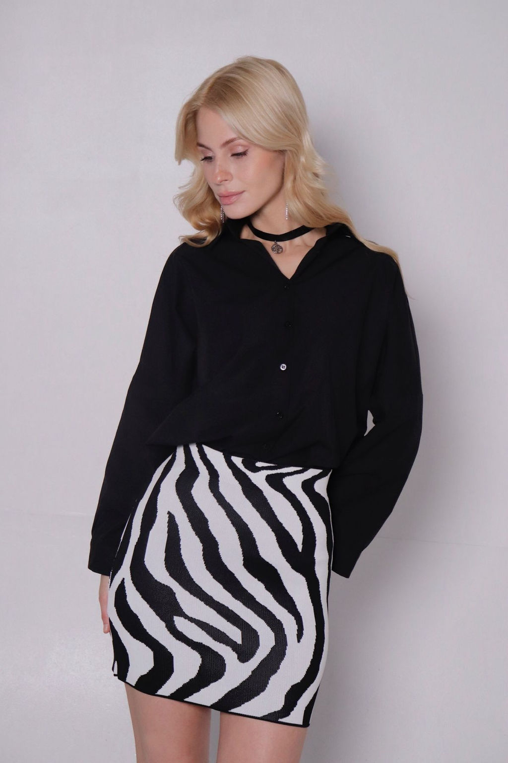 11417 Мини-юбка вязаная чёрно-белая - Martichelli фото 9