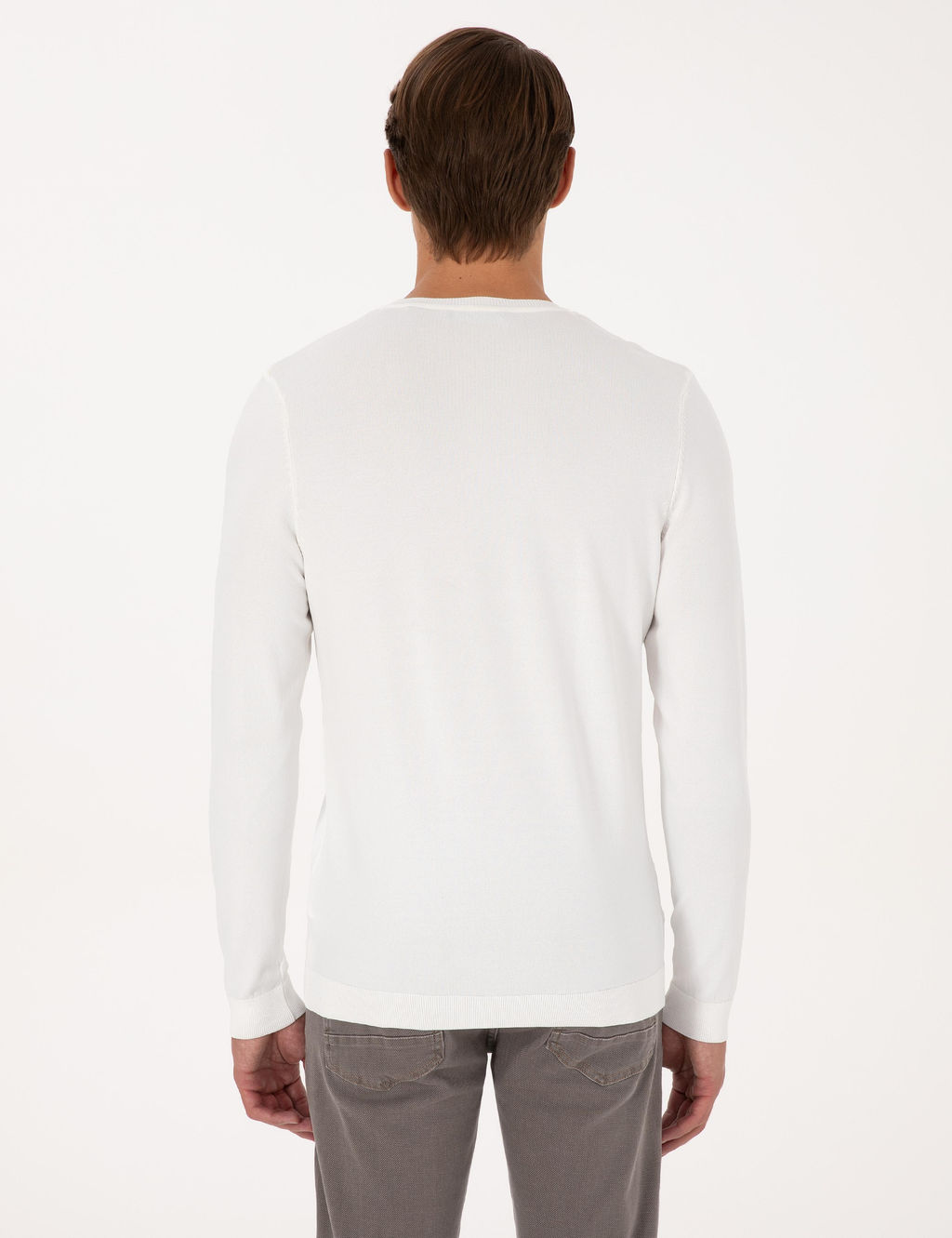 Ekru Slim Fit Bisiklet Yaka Triko Kazak - Pierre cardin фото 5