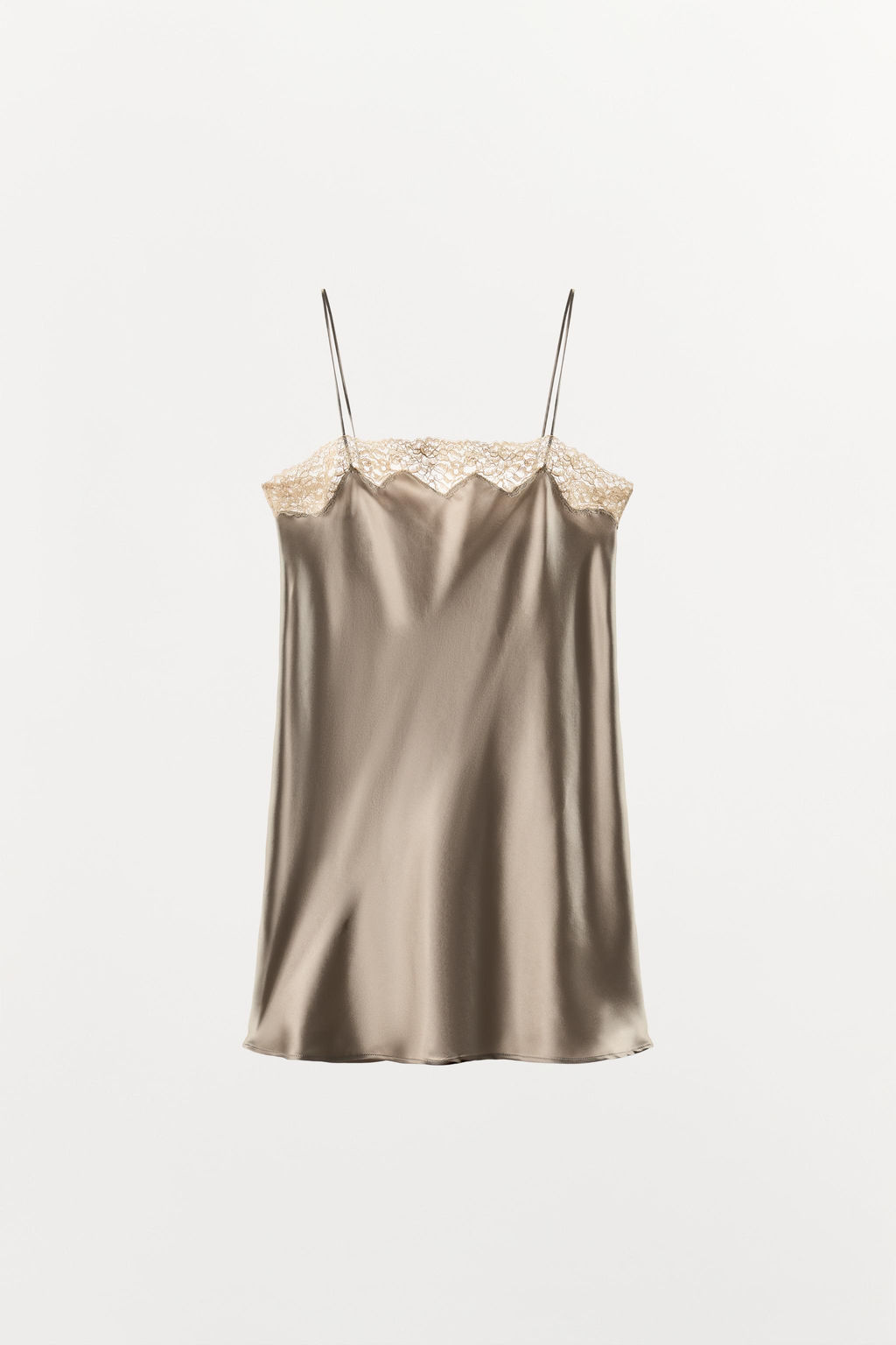 SILK BLEND LACE CAMISOLE DRESS - Zara фото 10