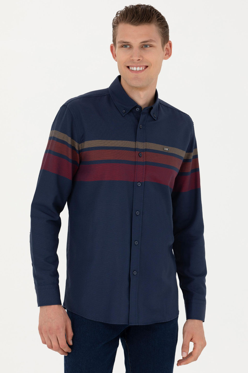 Мужская темно-синяя рубашка с длинным рукавом - U.s. polo assn фото 17