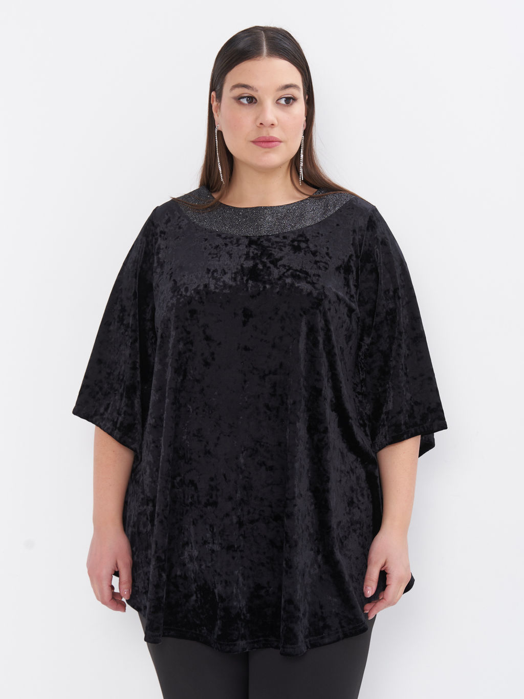 Блузка из бархата TU03611BLK01 - Артесса фото 2