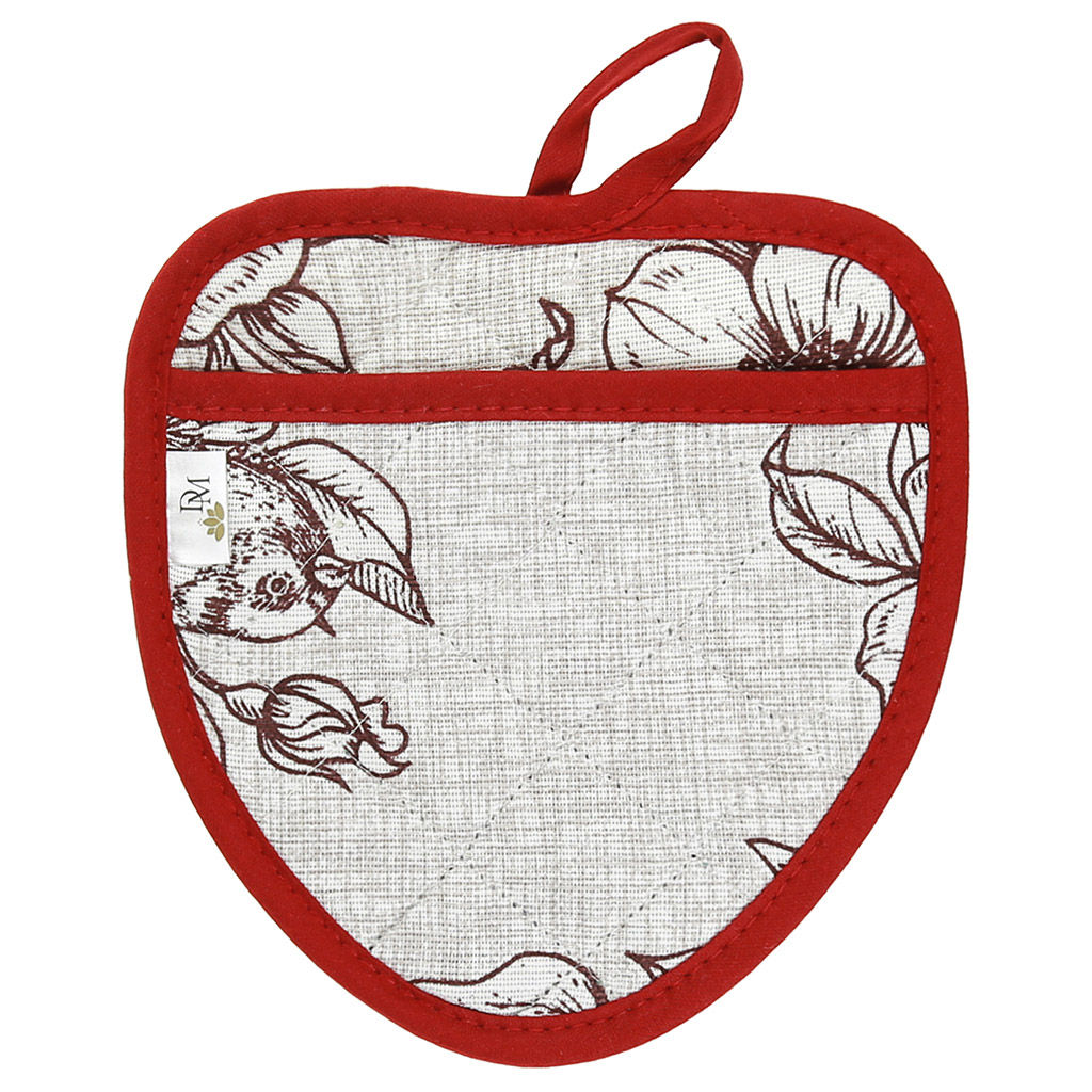 Прихватка с запахом 20х20см Парадиз, форма Клубника, рогожка 171г/м2, хлопок 100%, наполнитель - ватин 280г/м2, на пластмассовом подвесе, Домашняя мода (Россия)  фото 2