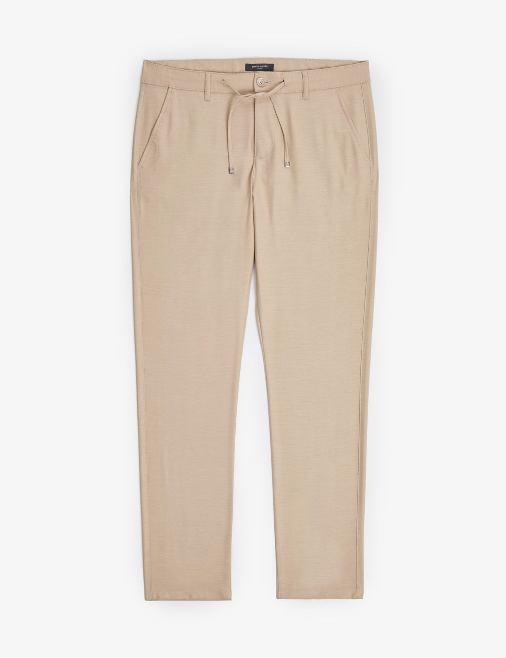 Bej Slim Fit Beli Kordonlu Kanvas Pantolon