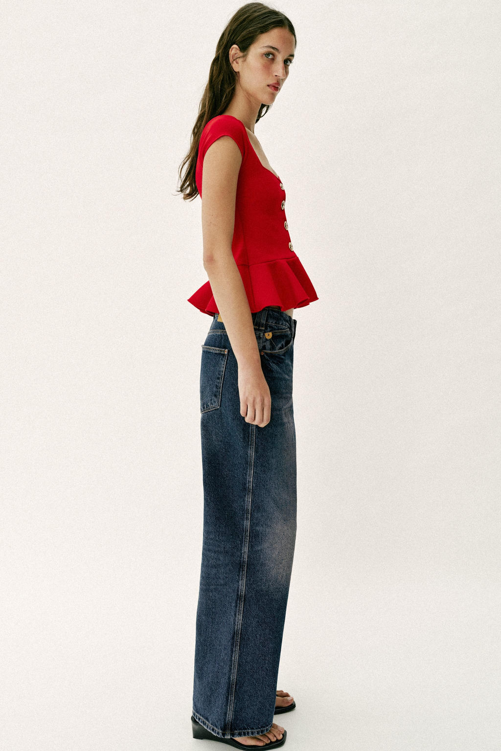 TOP PEPLUM BOTONES / Rojo - Zara фото 4