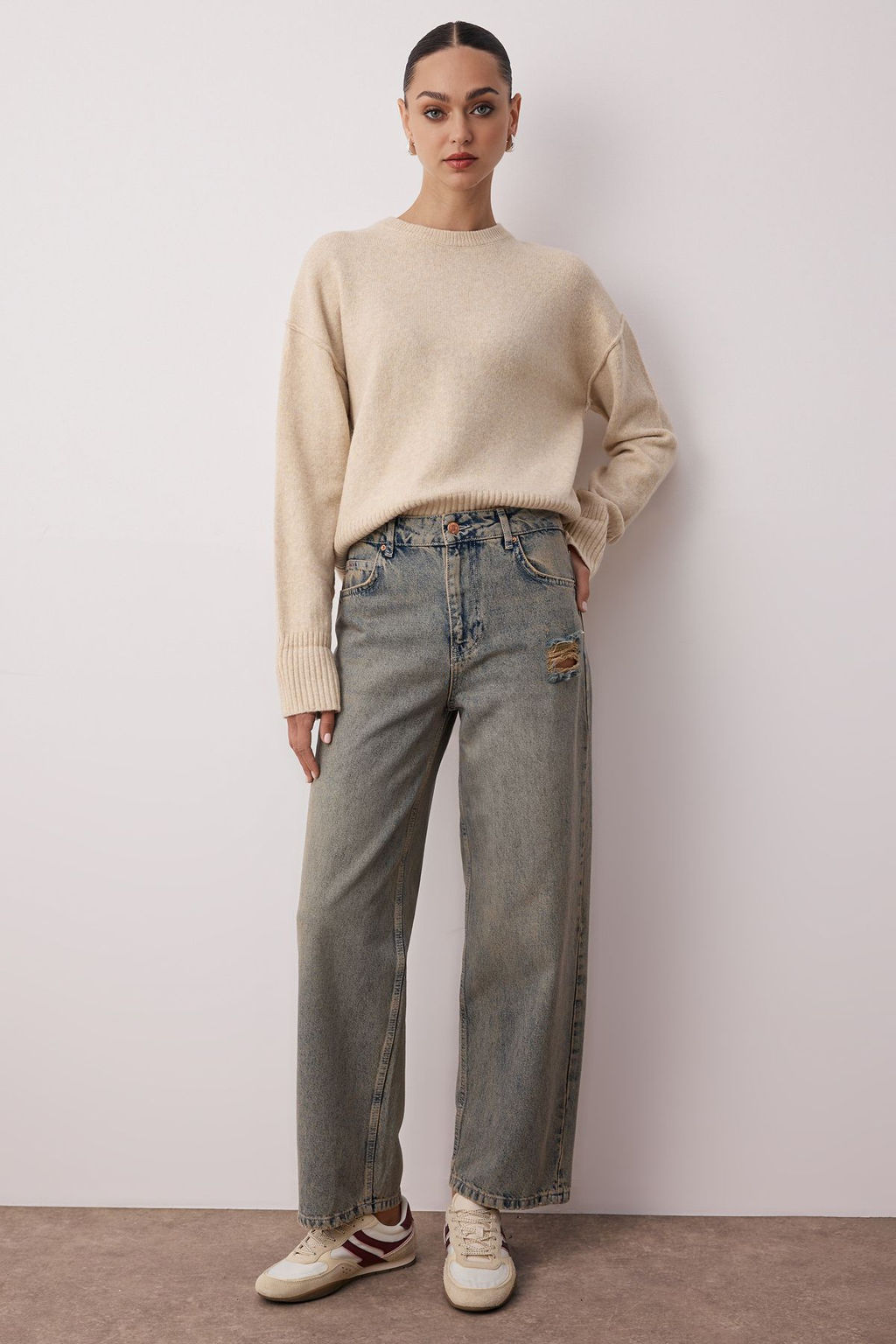 Mavi Soluk Efekt Vintage Dusuk Bel Wide Leg TWOSS24JE00147 - Trendyolmilla фото 2