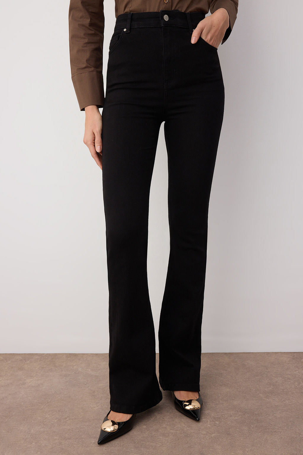 Koyu Mavi Yuksek Bel Flare Jeans TWOSS25JE00052 - Trendyolmilla фото 8