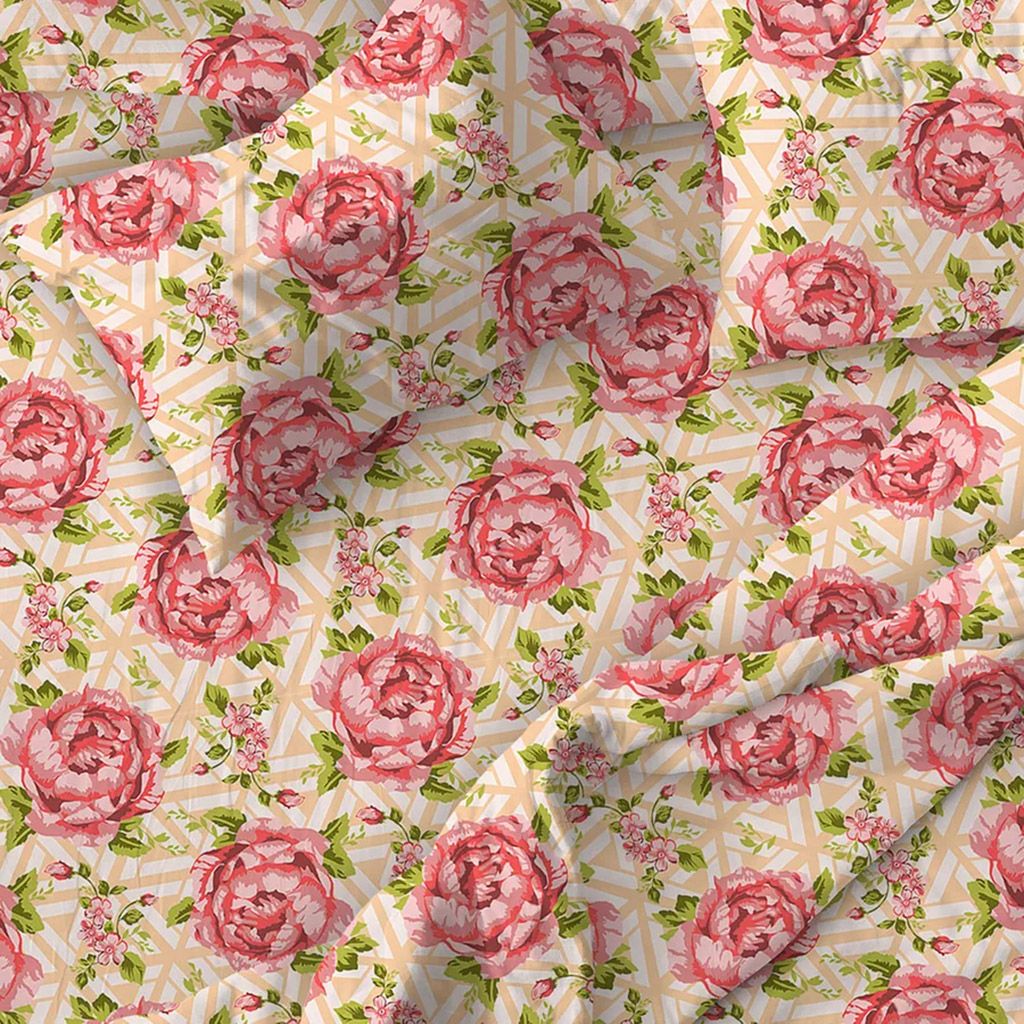 Пионы, беж Постельное белье, комплект 1,5 спальный, 4 предмета: пододеяльник 145х215см, простыня 150х215см, 2 наволочки 70х70см с клапаном-запахом, бязь 121г/м2, хлопок 100%, Домашняя мода (Россия)  фото 3