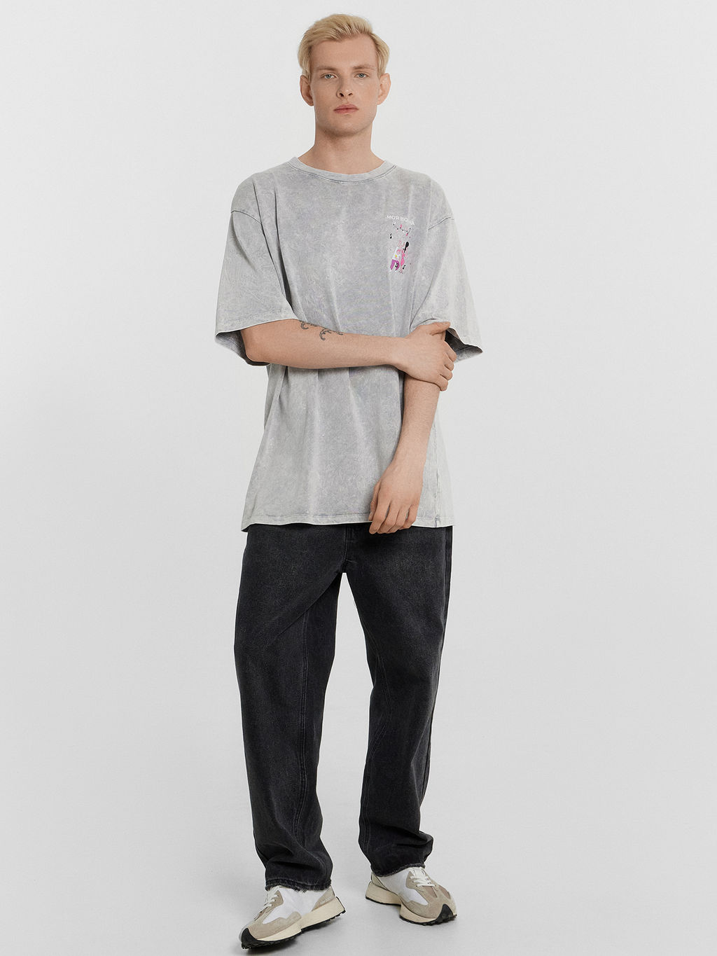 Футболка мужская серая с обработкой эйсид и принтом Моя волна - Mark formelle фото 3