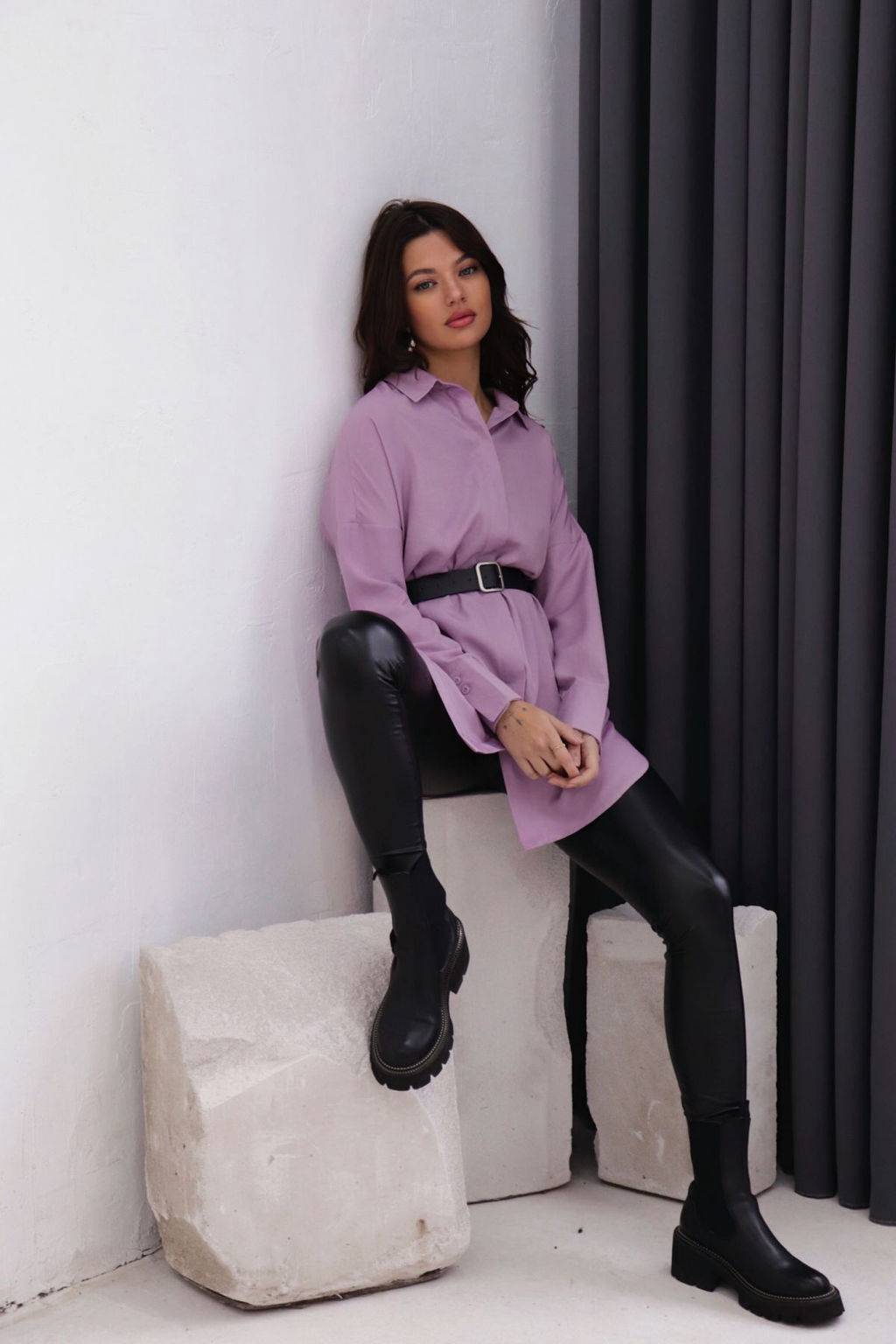 Базовая удлинённая рубашка свободного силуэта - Martichelli фото 109