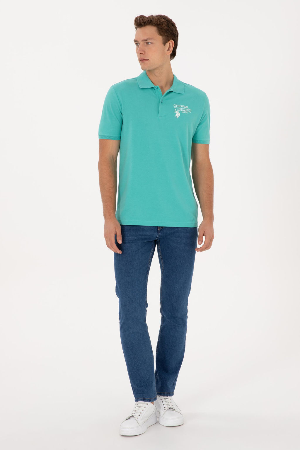 Футболка U.S. Polo Assn Erkek Mint Ti__rt из хлопка в ассортименте фото 4