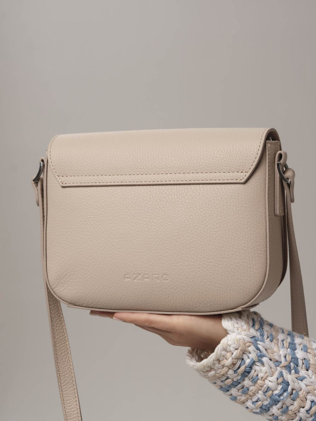 Сумка кожаная кросс-боди Azaro 31034 бежевый жемчуг