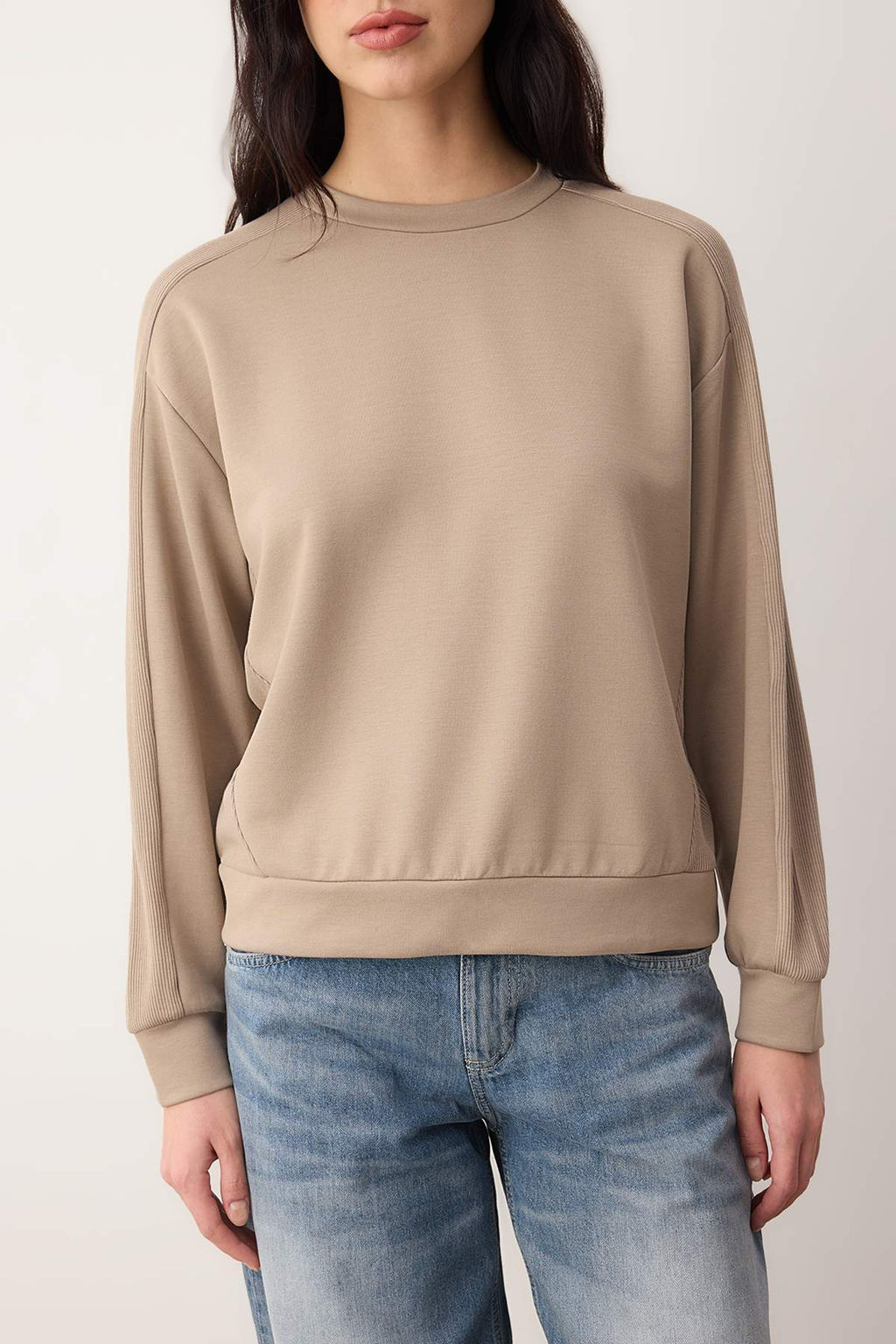 Vizon Kaskorse Detayl? Oversize/Genis Kal?p Yumusak Kumasl? EsnekOrme Sweatshirt TWOAW26SW00186