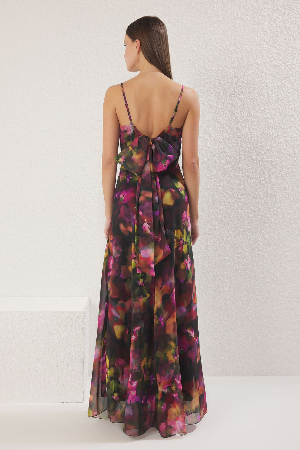 TRENDYOLMILLA Cok Renkli A-Kesim Fiyonklu Astarl? Sifon Dokuma Uzun S?k Abiye & Mezuniyet Elbise TPRSS25AE00152  фото 17