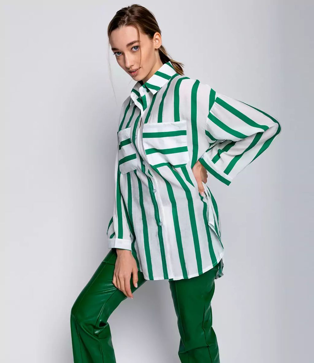 Рубашка #КТ21020 (1), зелёный - Dommod фото 3