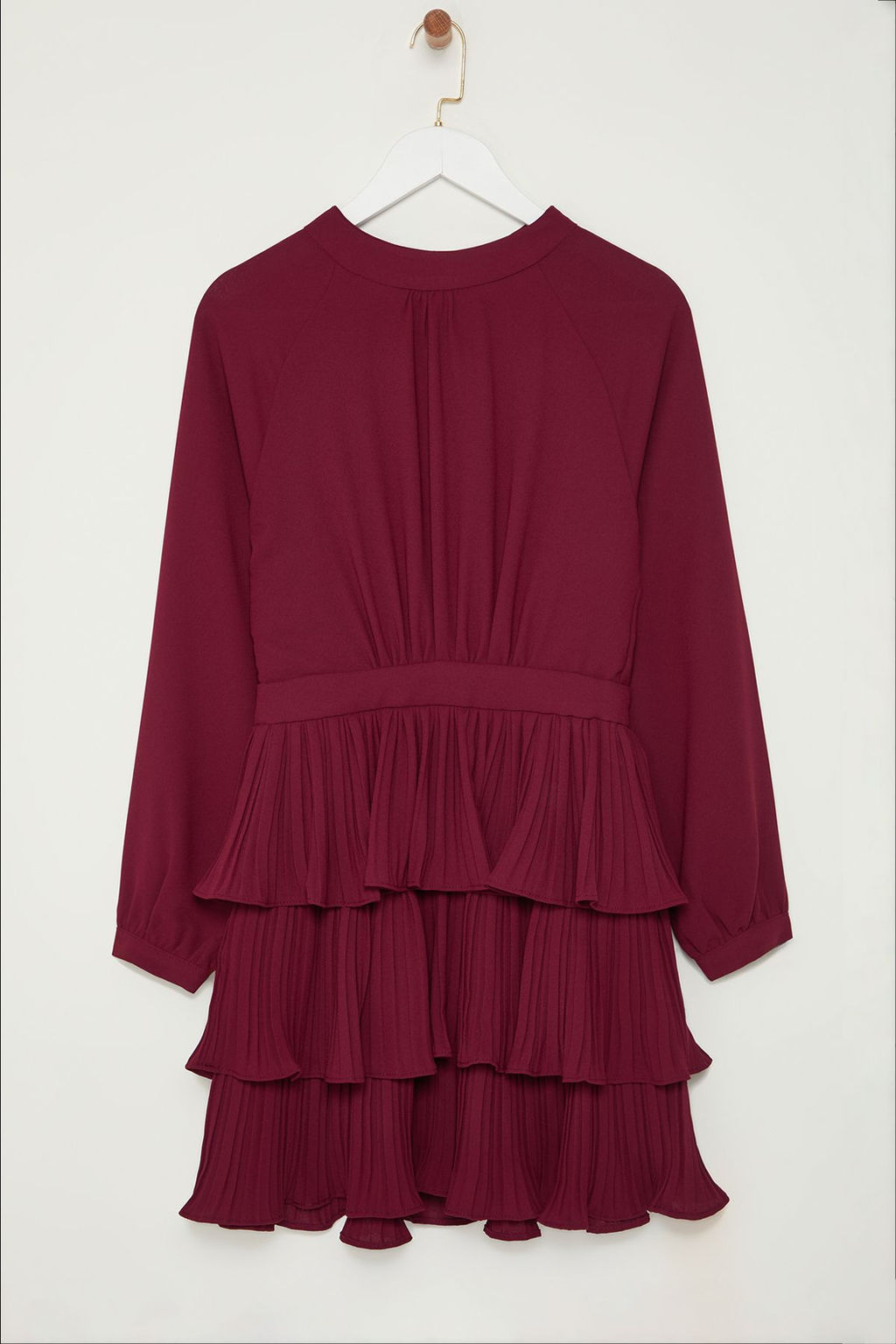 Bordo Skater/Belden Ac?lan Piliseli Dik Yaka Mini Dokuma Elbise TWOAW25EL00253 - Trendyolmilla фото 6