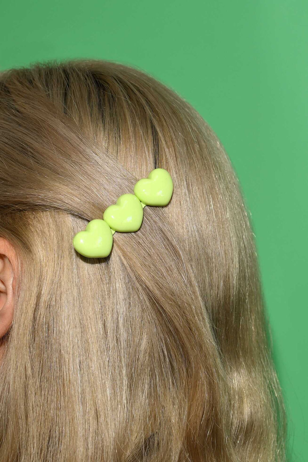 Заколка для волос зажим, арт. 71770 / 10 СЕРДЕЧКИ (в наборе: 1шт., 6,5 см, черный металл, полиэфирная смола, цвет: зелёный, подложка из мелованного картона + ПЭТ-пакет с европодвесом)