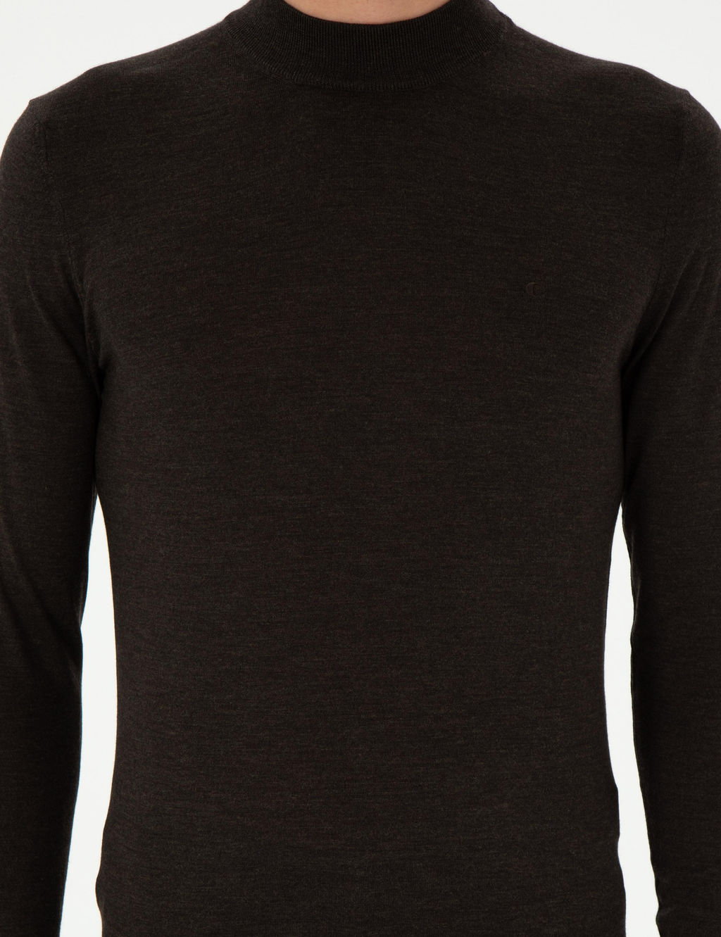 Koyu Ye_il Slim Fit Ka_mir _pek Kar___ml_ _eyrek Bal_k__ Yaka Triko Kazak
