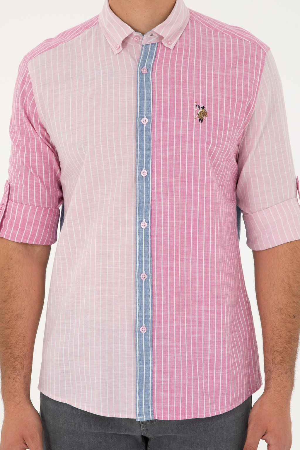 U. S. Polo Assn / Мужская розовая рубашка с длинным рукавом - U.s. polo assn фото 6