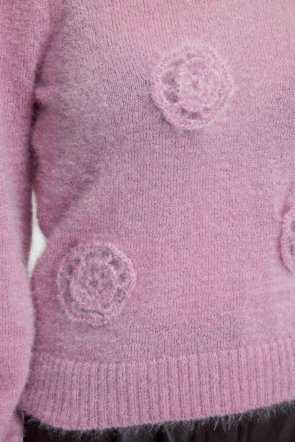 Pembe Tuylu Cicek Islemeli Triko Kazak TWOAW25KZ00014 - Trendyolmilla фото 4