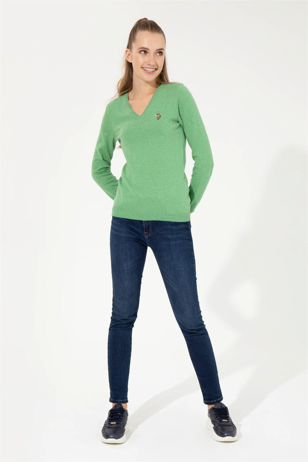 Женский базовый свитер мятного меланжа Неожиданная скидка в корзине - U.s. polo assn фото 4