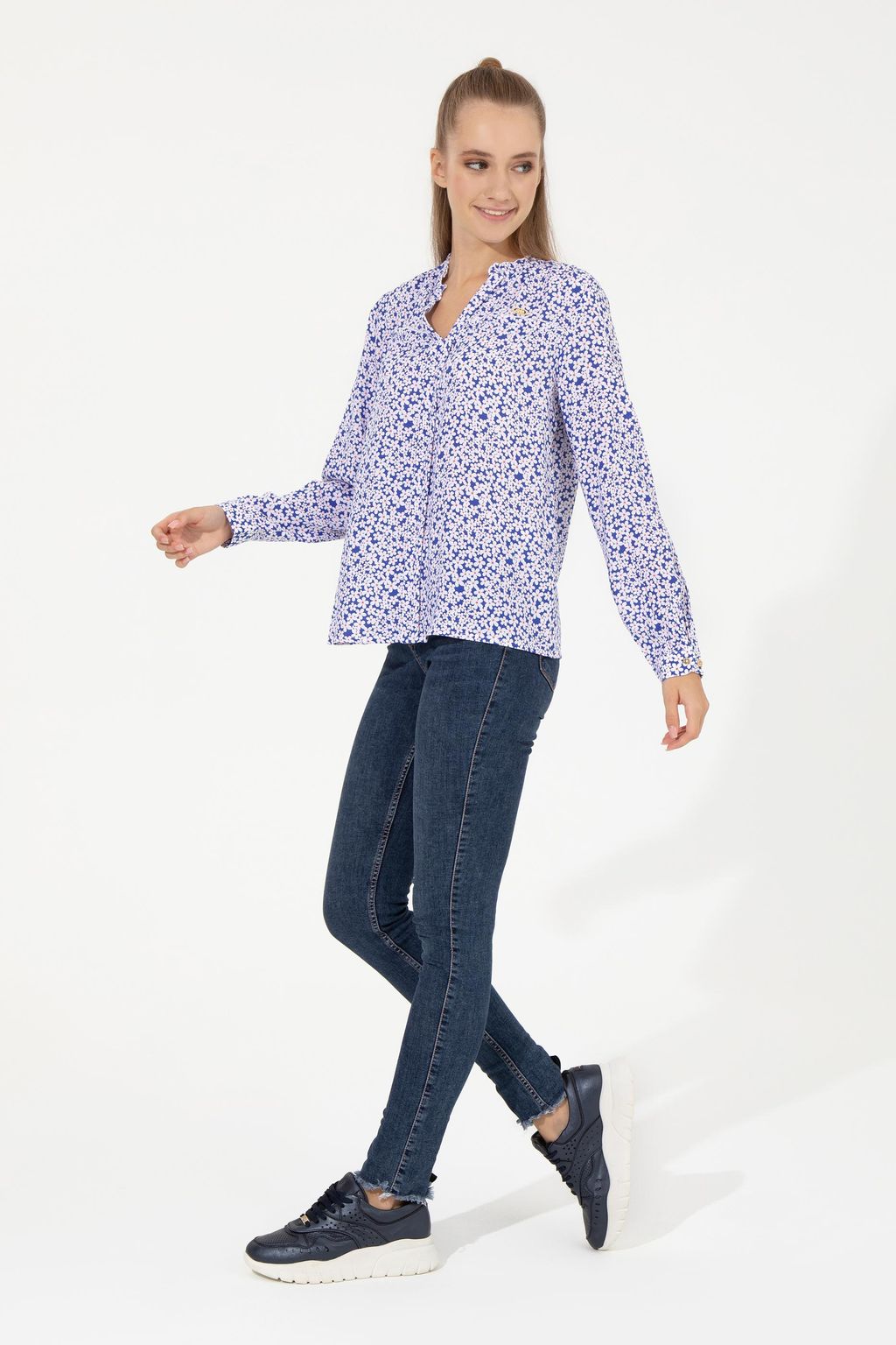 U. S. Polo Assn Женская синяя рубашка с длинным рукавом - U.s. polo assn фото 4