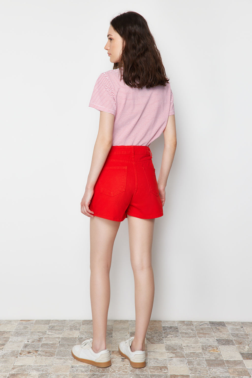 K?rm?z? Y?rtmacl? Denim Sort Etek TWOSS23SR00091