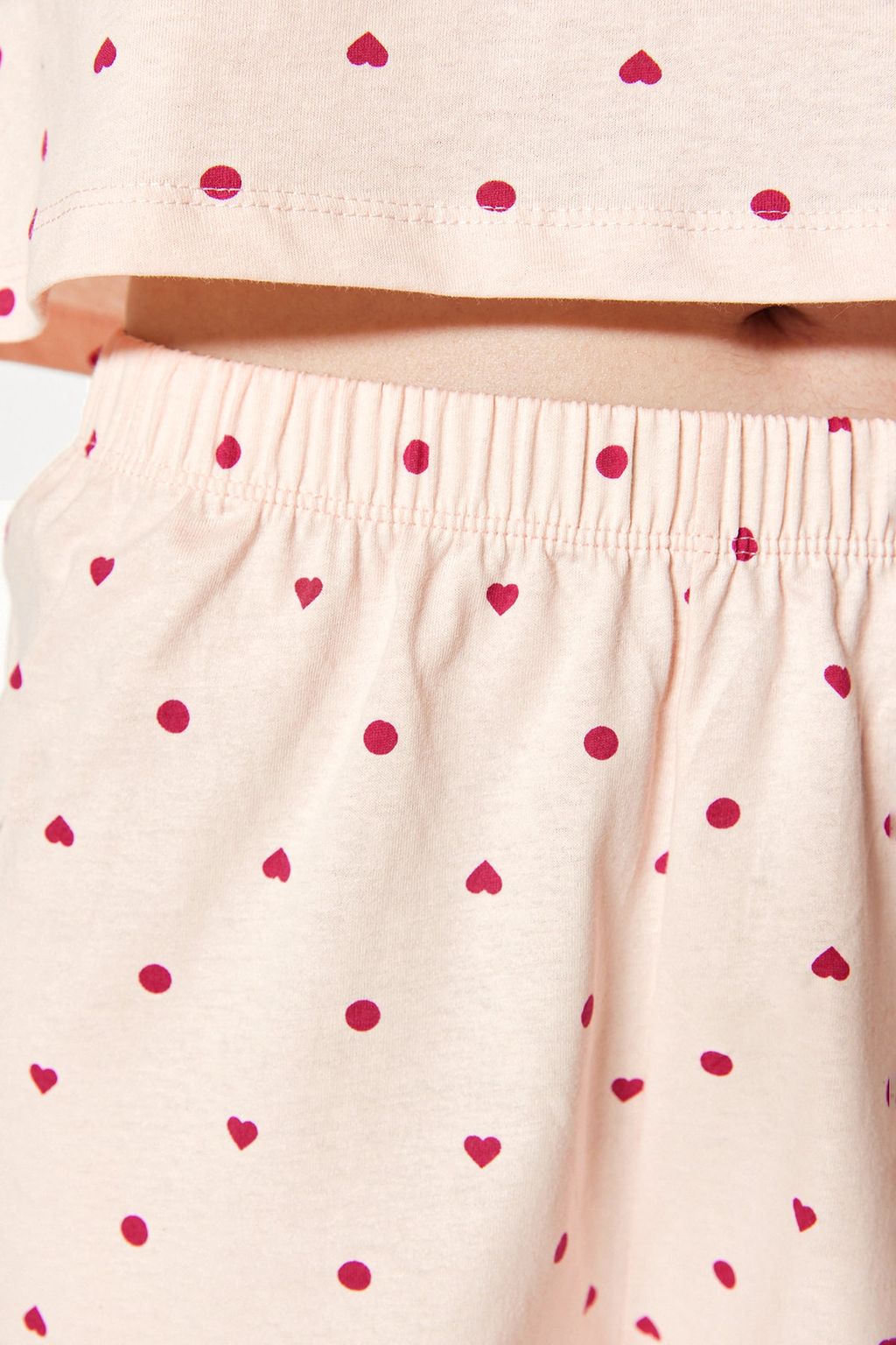 Trendyolmilla Beyaz %100 Pamuklu Puantiyeli ve Kalpli Sortlu Orme Pijama Tak?m? THMSS21PT1485 фото 21