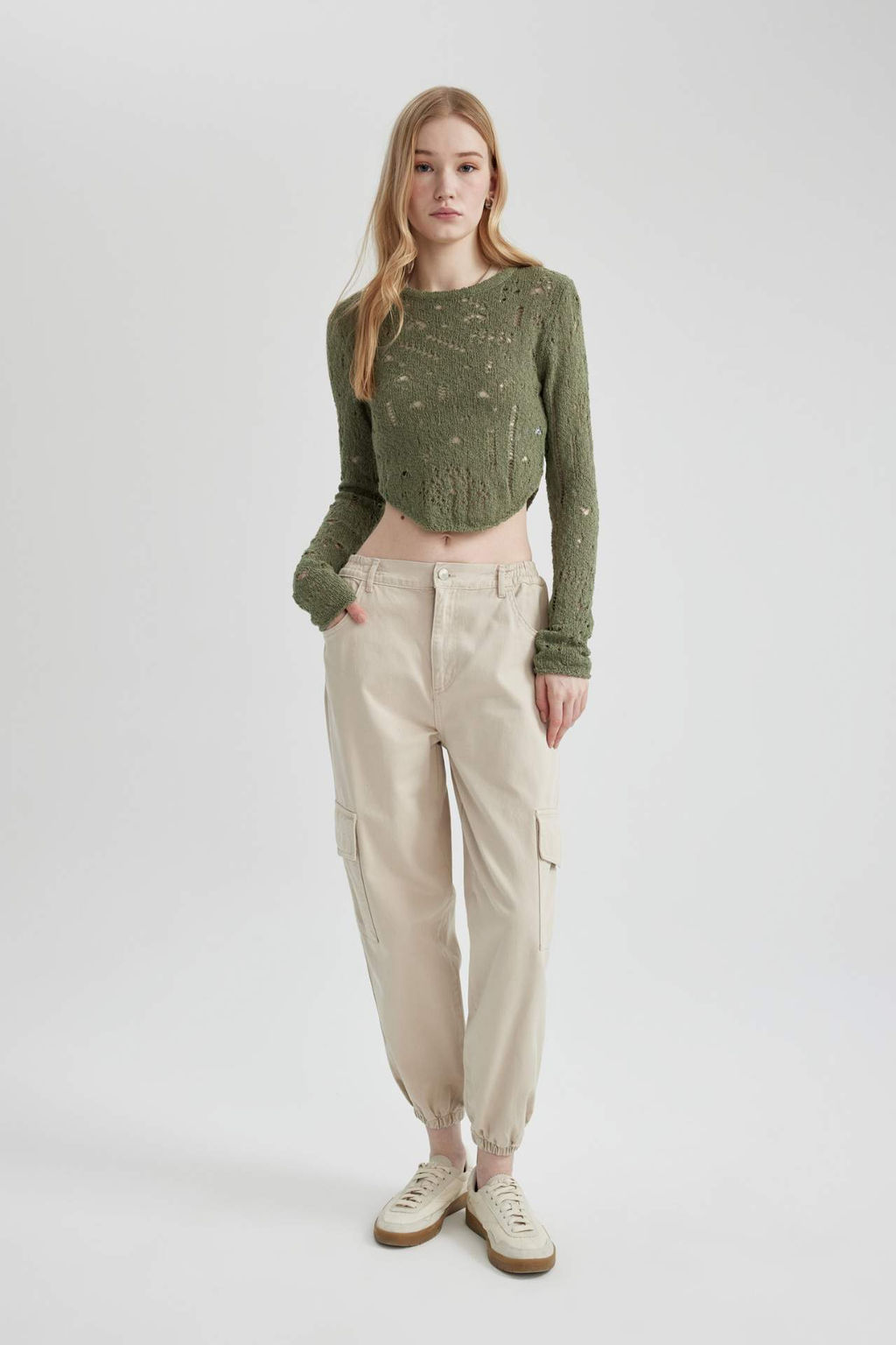 Coool Jogger Pantolon Gabardin KumasNormal Bel Basic Duz Kargo Cepli - Defacto фото 3