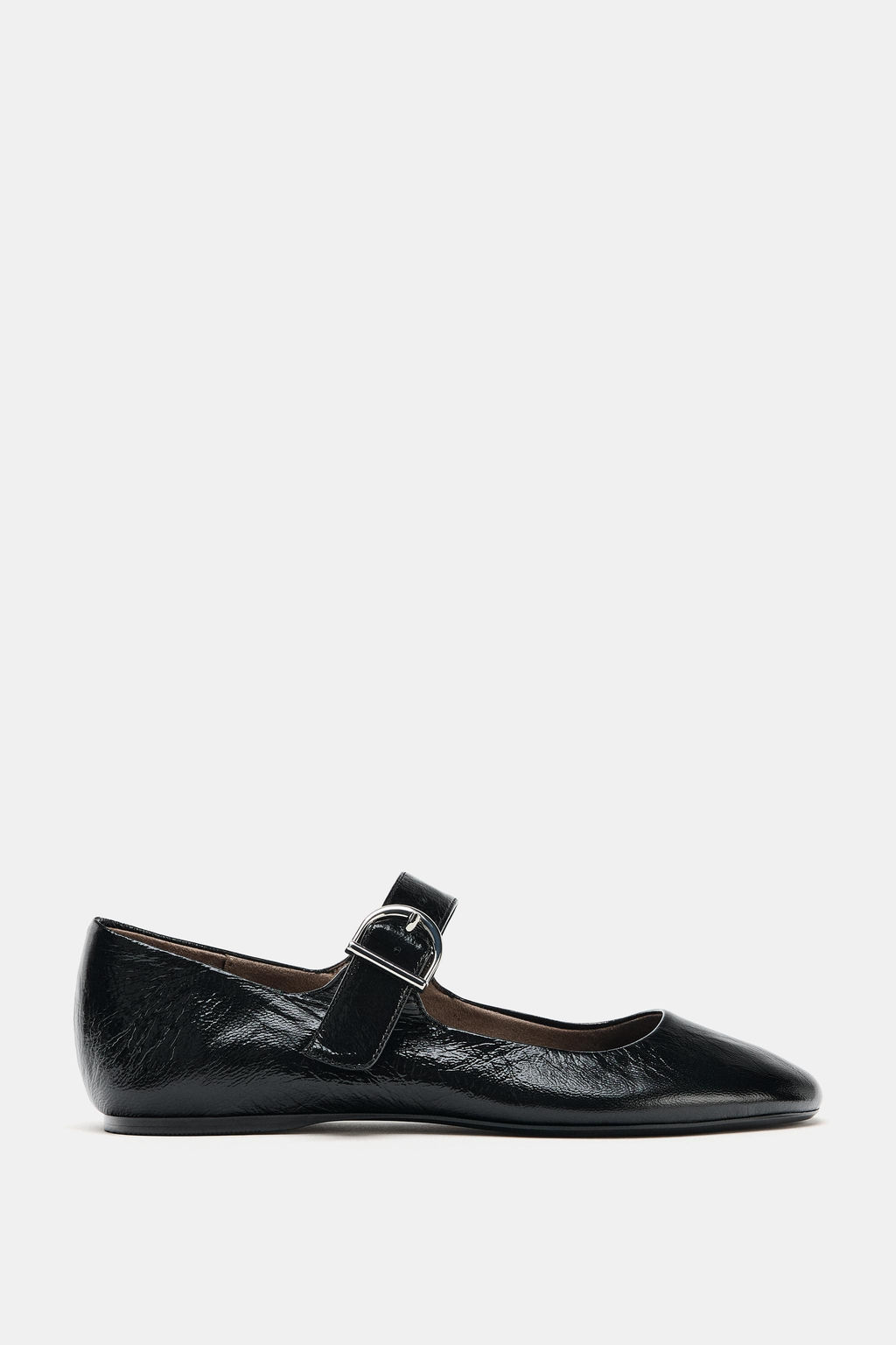 LEATHER BUCKLE BALLET FLATS