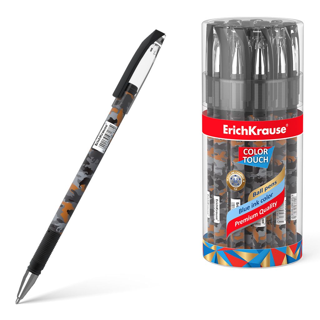 АКЦИЯ Цена за 24 шт. Ручка шариковая ErichKrause ColorTouch Stick Rough Native 0.7, цвет чернил синий (в тубусе по 24 шт.)