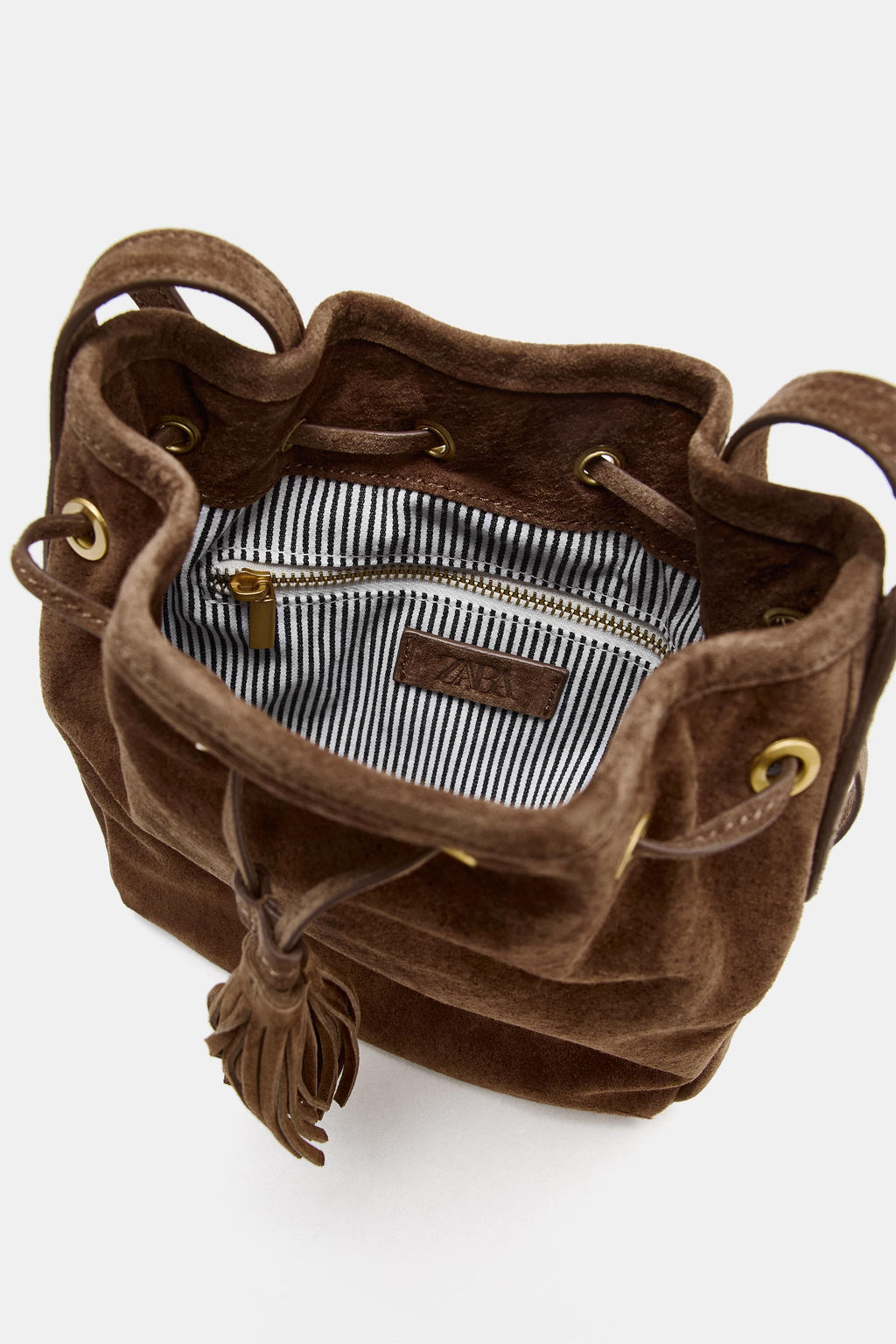 MINI BANDOLERA FRUNCIDA PIEL / ARENA/MARR?N - Zara фото 5