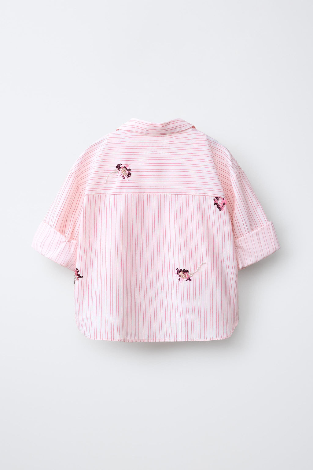 CAMISA Y TOP RAYAS FLORES LENTEJUELAS / Rosa pastel - Zara фото 3