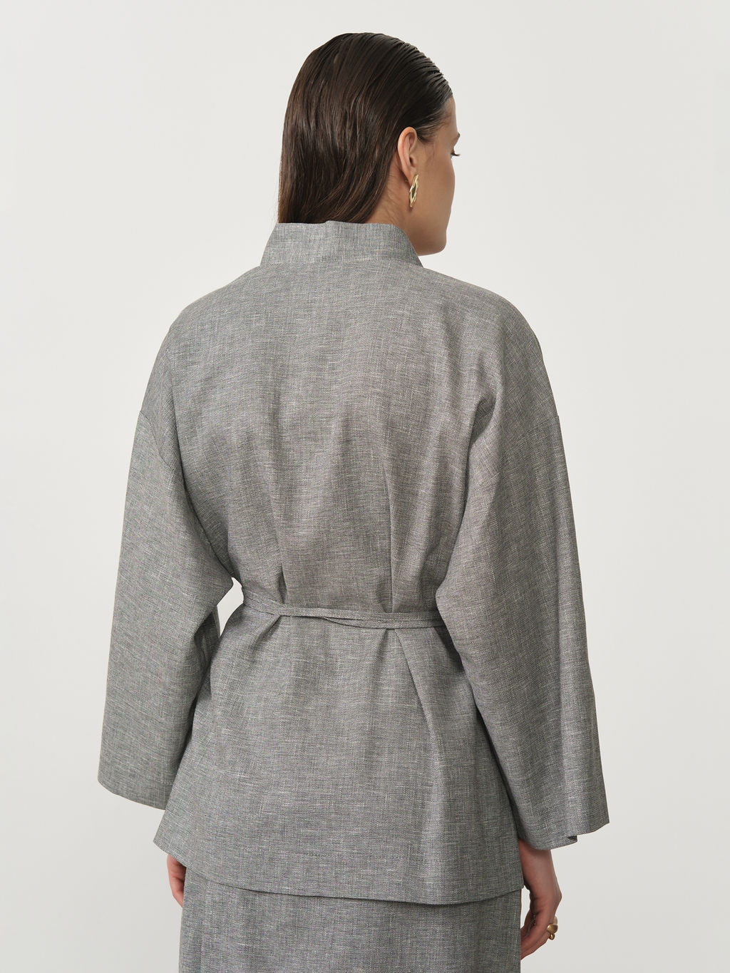 Жакет-кимоно льняной 42600 темно-серый