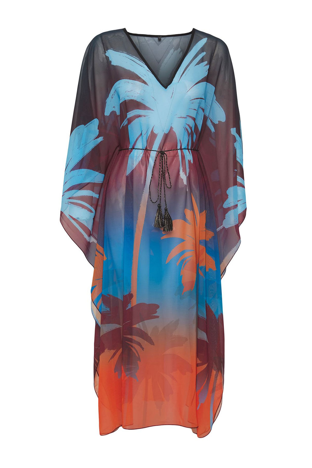 Tropikal Desenli Dokuma Y?rtmacl? Maxi Plaj Elbise TBESS25EL00010 - Trendyolmilla фото 7