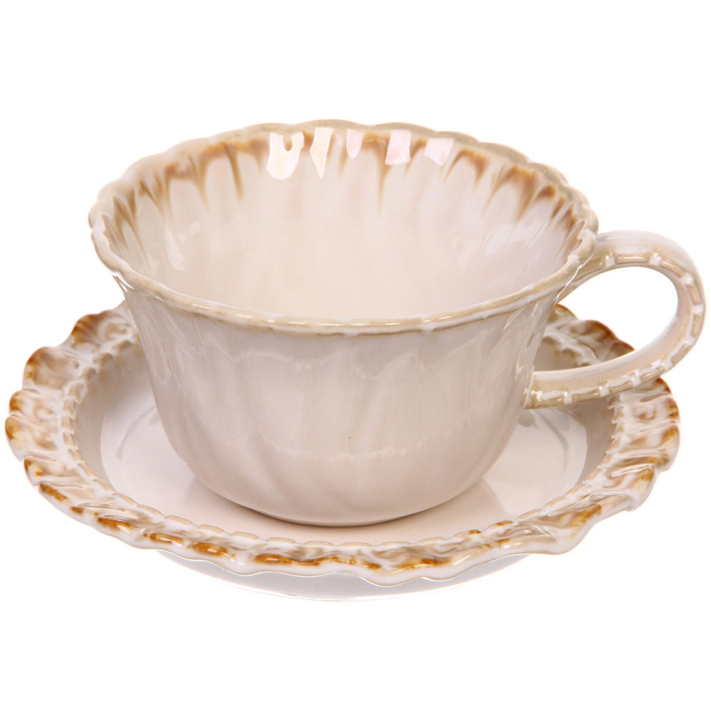 Чайная пара "Верона" (кружка 230мл, блюдце) бежевая