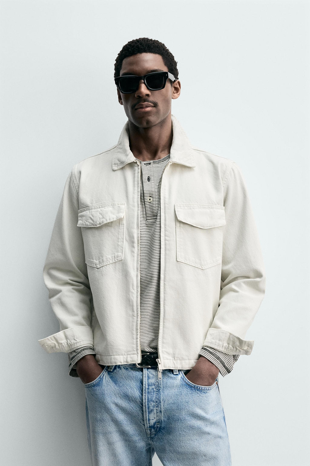 SOBRECAMISA DENIM CREMALLERA / Blanco - Zara фото 2