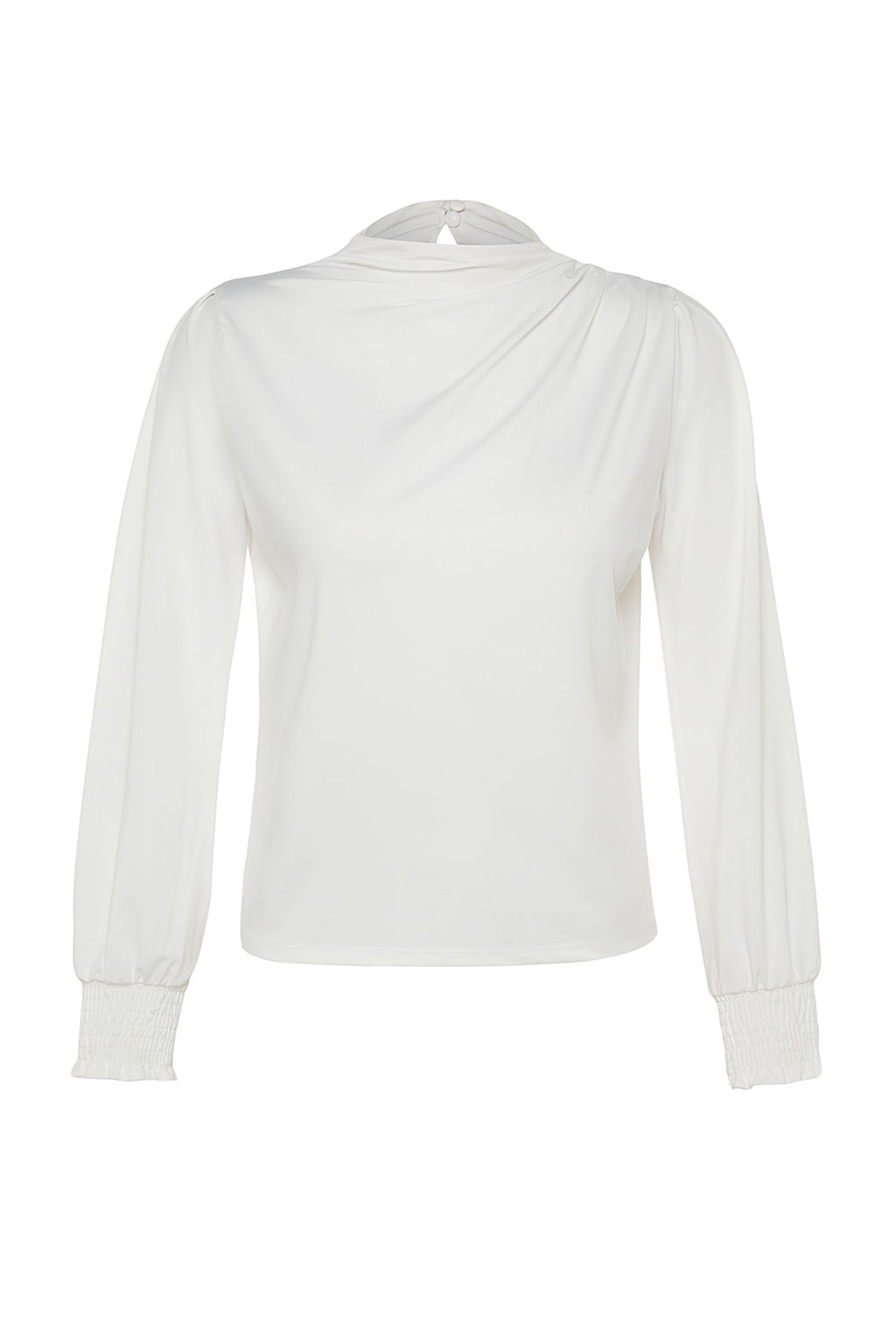 Siyah Dik Yaka Regular Fit Gipe Detayl? Esnek Orme Bluz TWOAW24BZ00022 - Trendyolmilla фото 6