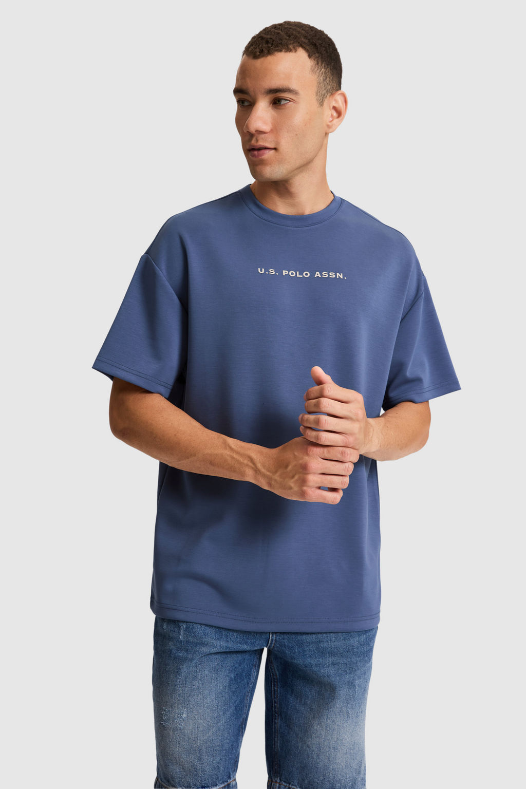 Erkek _ndigo Oversize Bisiklet Yaka Ti__rt - U.s. polo assn фото 3