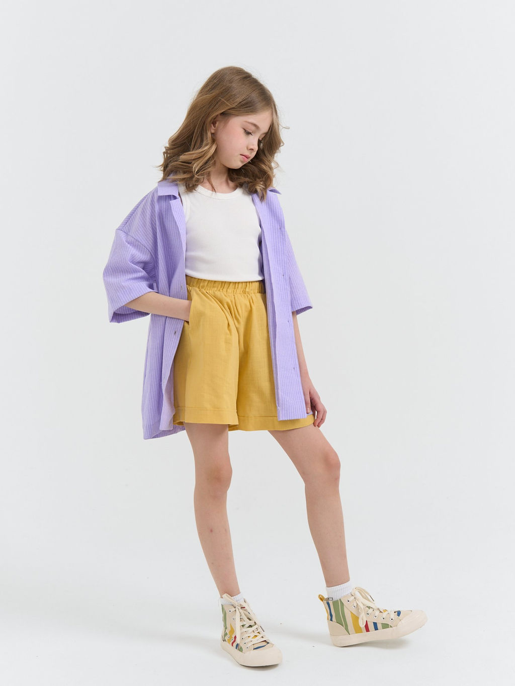 Рубашка хлопковая Лаванда с коротким рукавом 7+ - Bungly фото 8