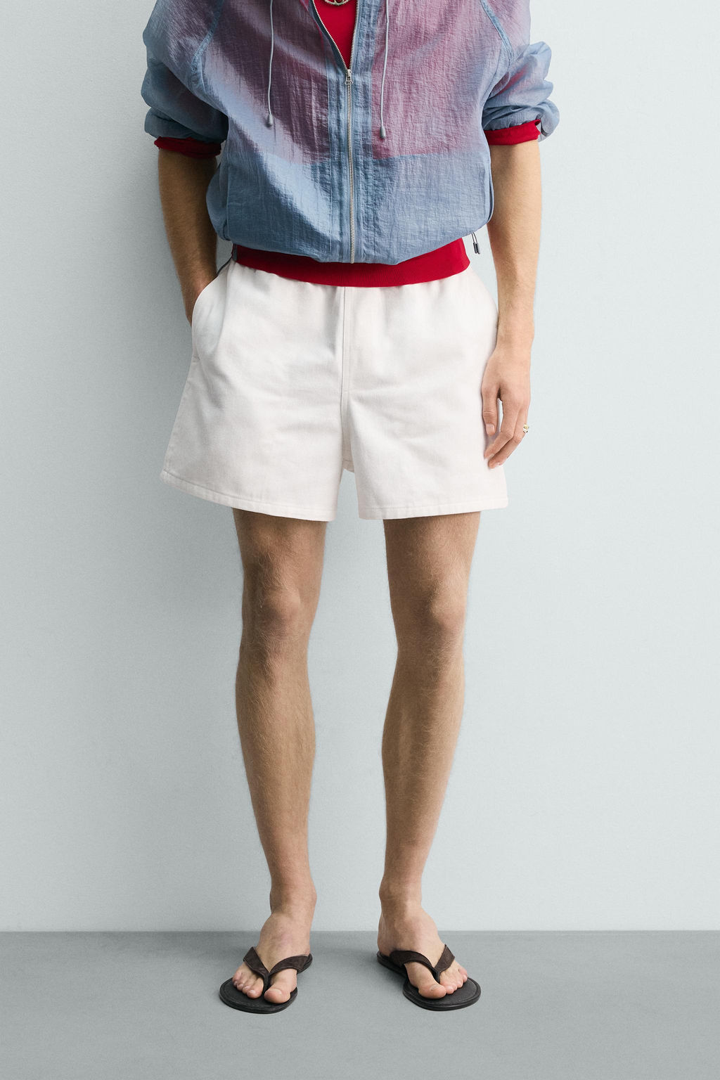BERMUDA RELAXED FIT ESTRUCTURA / Blanco