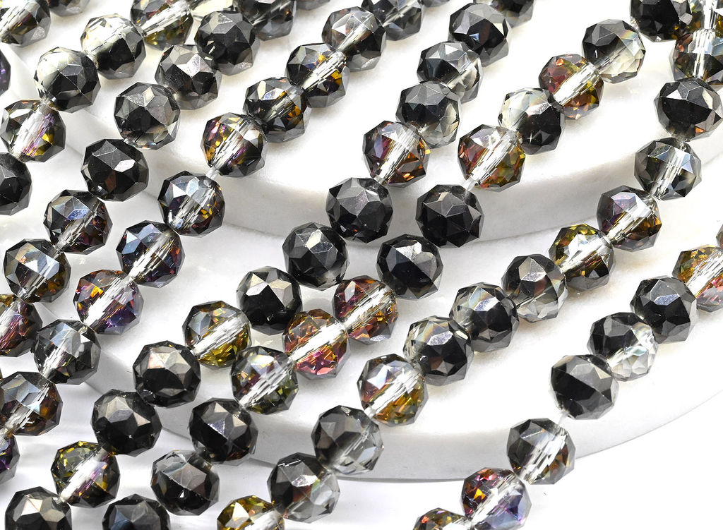 Бусины из циркона шарик гр.8мм цв.дымчатый хамелеон, 40см, 57 бусин Радуга камня
