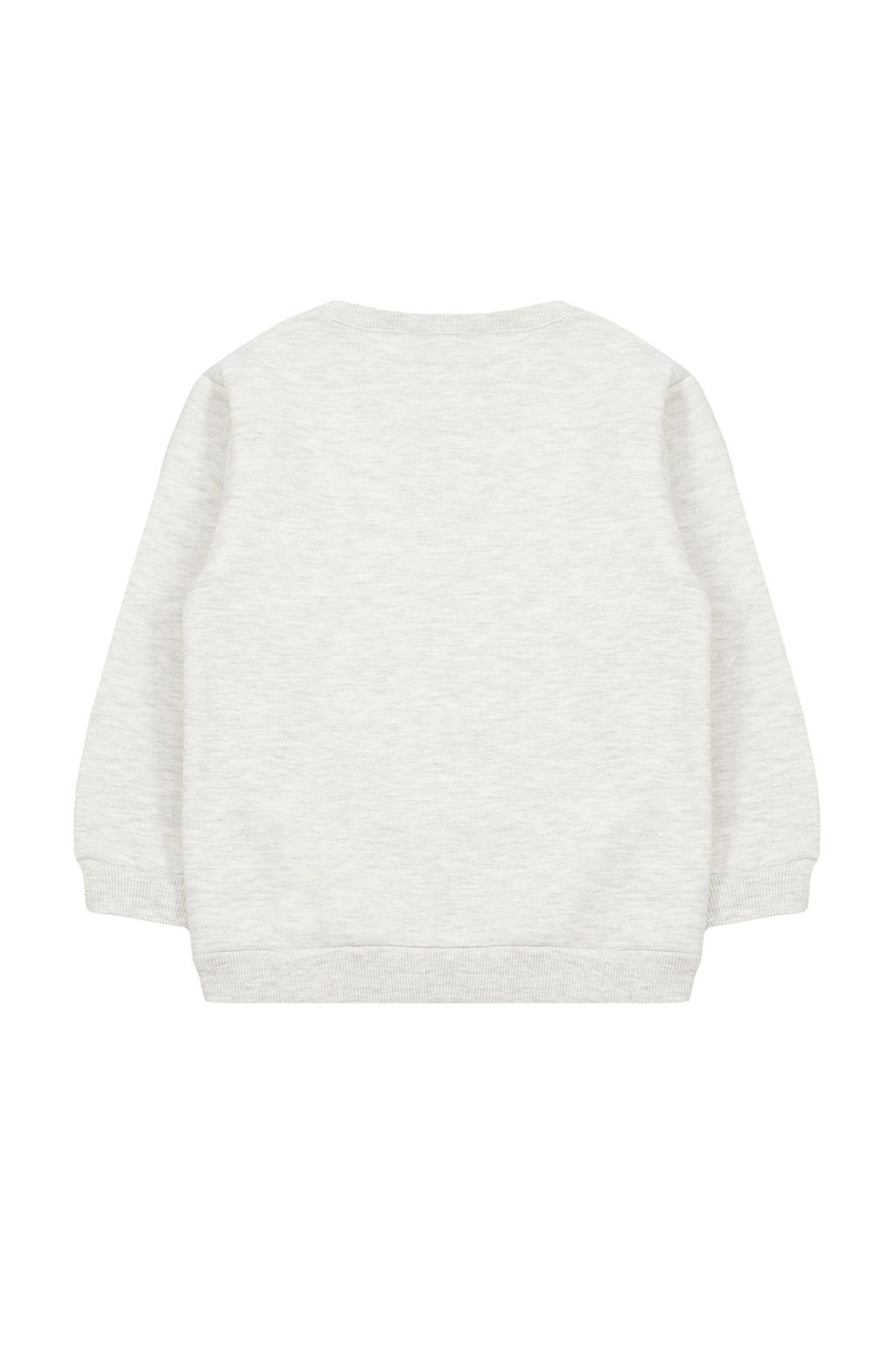 Gri Erkek Cocuk Bask?l? Bisiklet Yaka Pamuklu Orme Sweatshirt TKDAW25SW00014 - Trendyolmilla фото 2