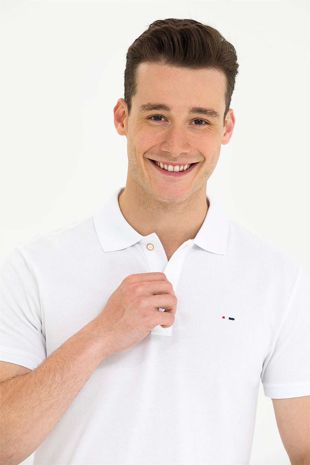 Мужская белая базовая футболка с воротником-поло - U.s. polo assn фото 2